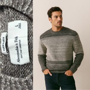 Abercrombie & Fitch Mens Size L Oatmeal & Gray Oversized Preppy Ski A&F Sweater